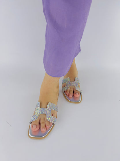 Spunkz Oran Silver Crystal Sandals - Spunkz