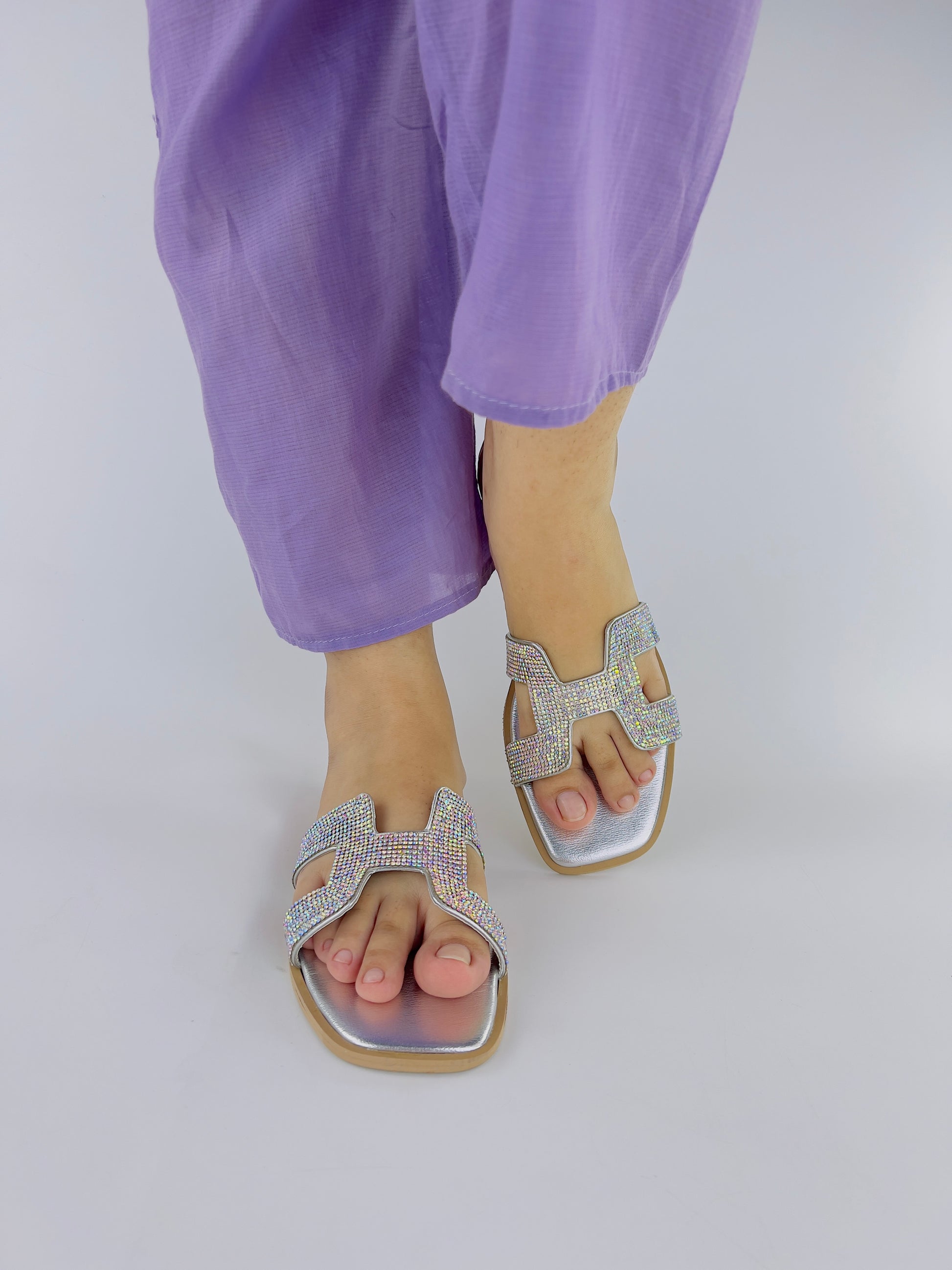 Spunkz Oran Silver Crystal Sandals - Spunkz