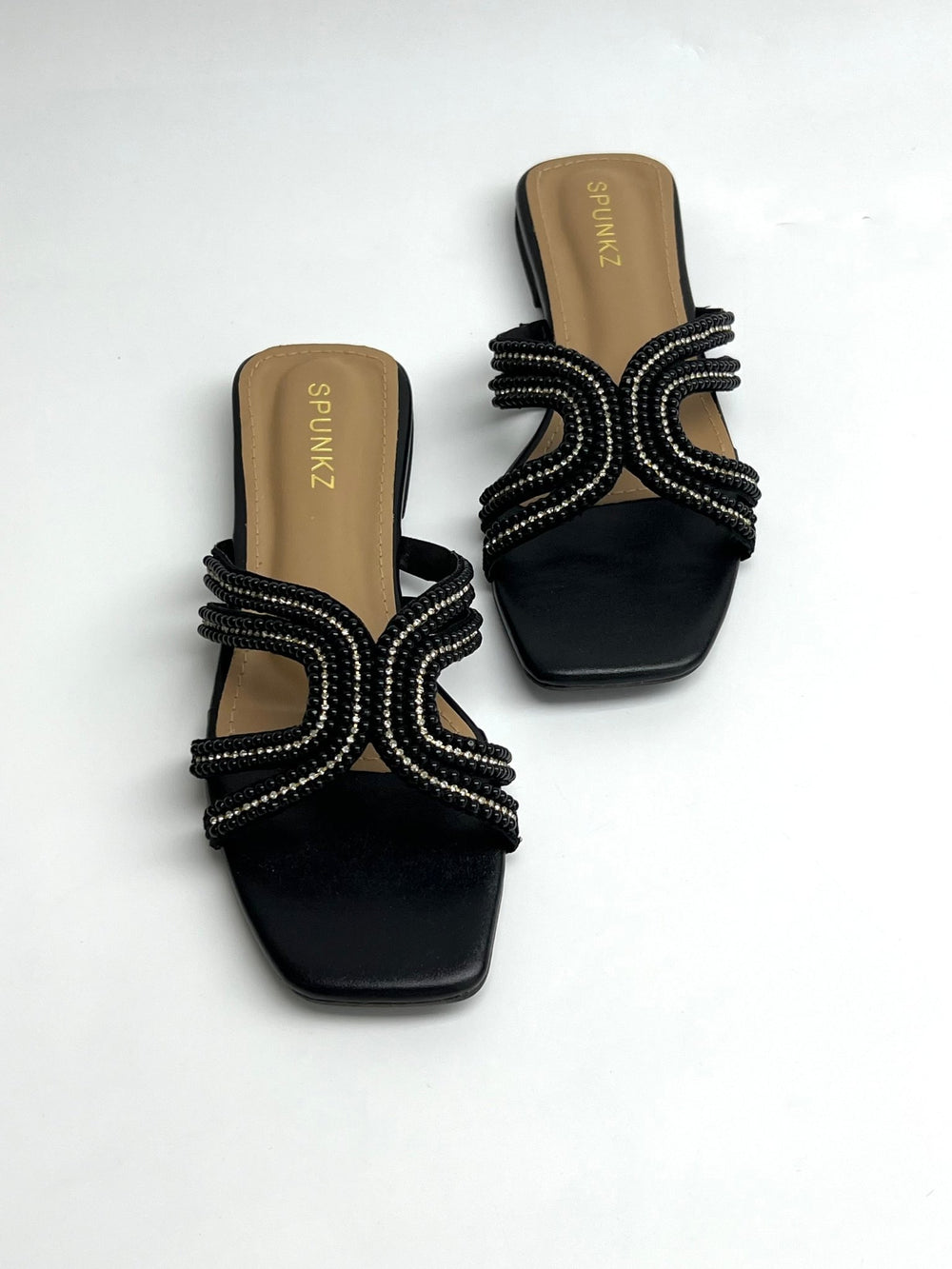 Pearl Embellished Black Slipper - Spunkz