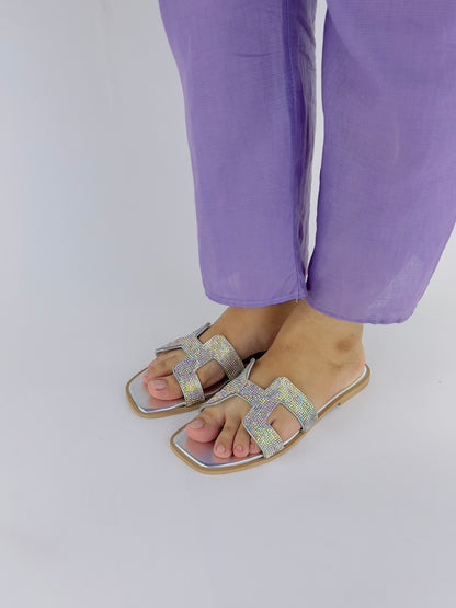 Spunkz Oran Silver Crystal Sandals - Spunkz