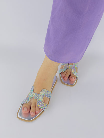 Spunkz Oran Silver Crystal Sandals - Spunkz