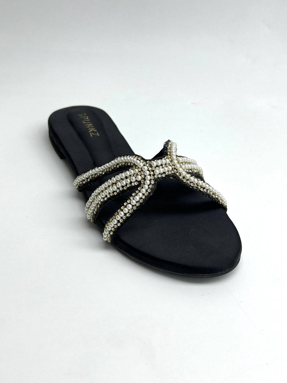 Black Pearl Straps Slippers - Spunkz