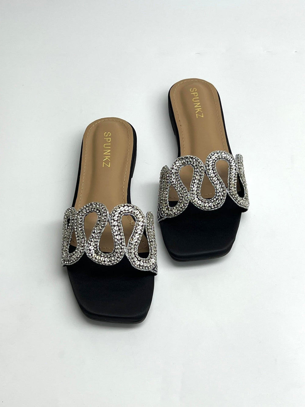 Cross Strap Black Slippers - Spunkz