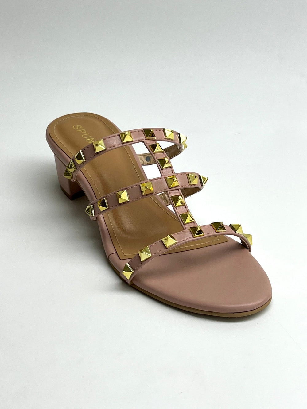 Pink Rockstud Heeled Sandal - Spunkz