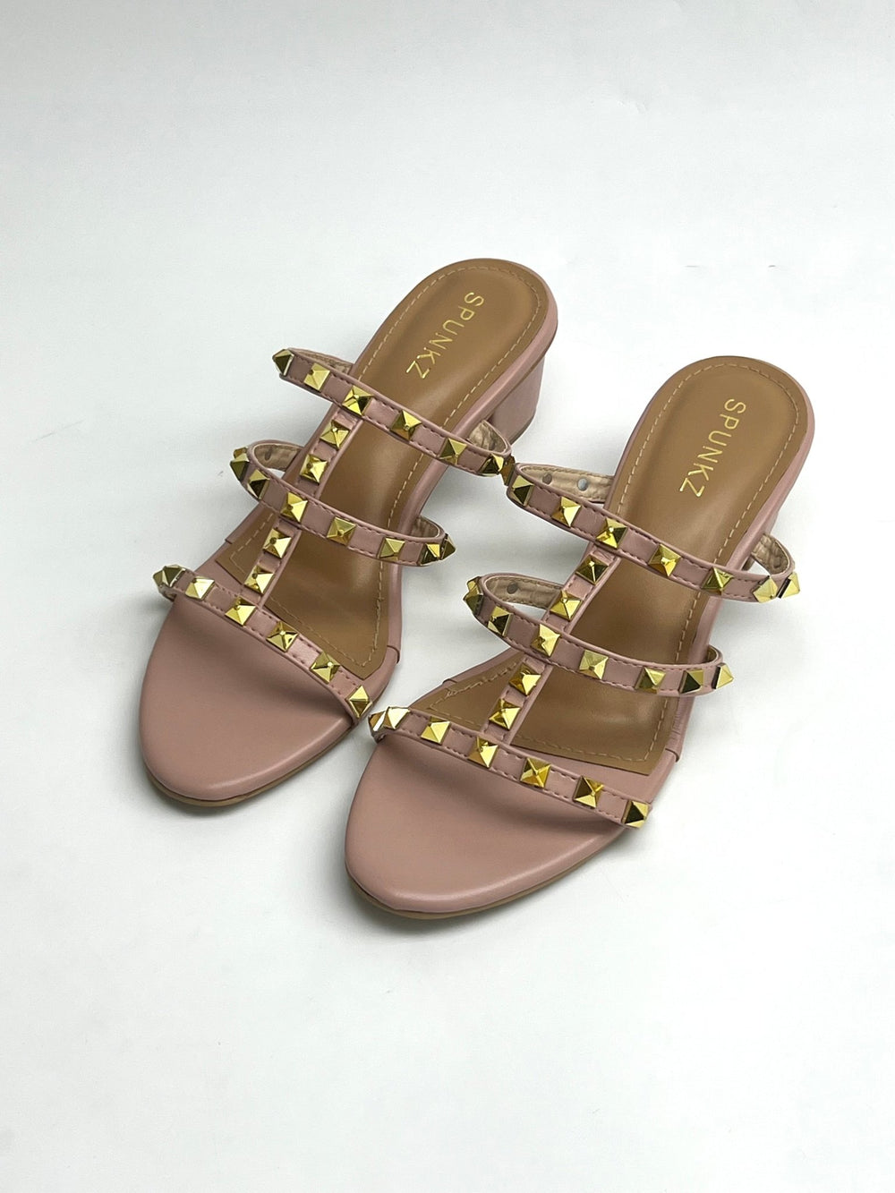 Pink Rockstud Heeled Sandal - Spunkz