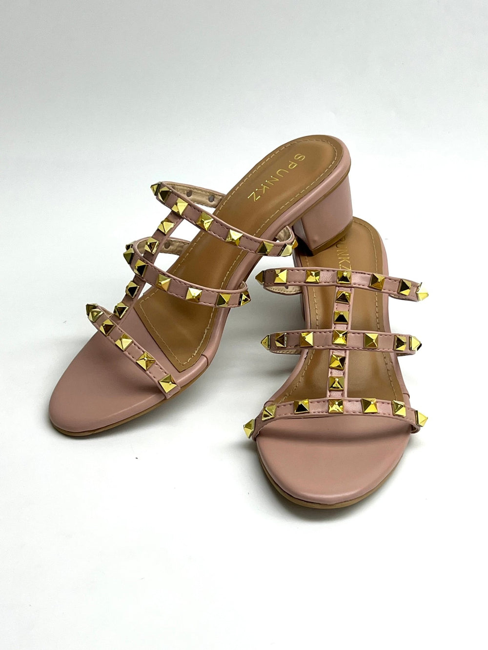 Pink Rockstud Heeled Sandal - Spunkz