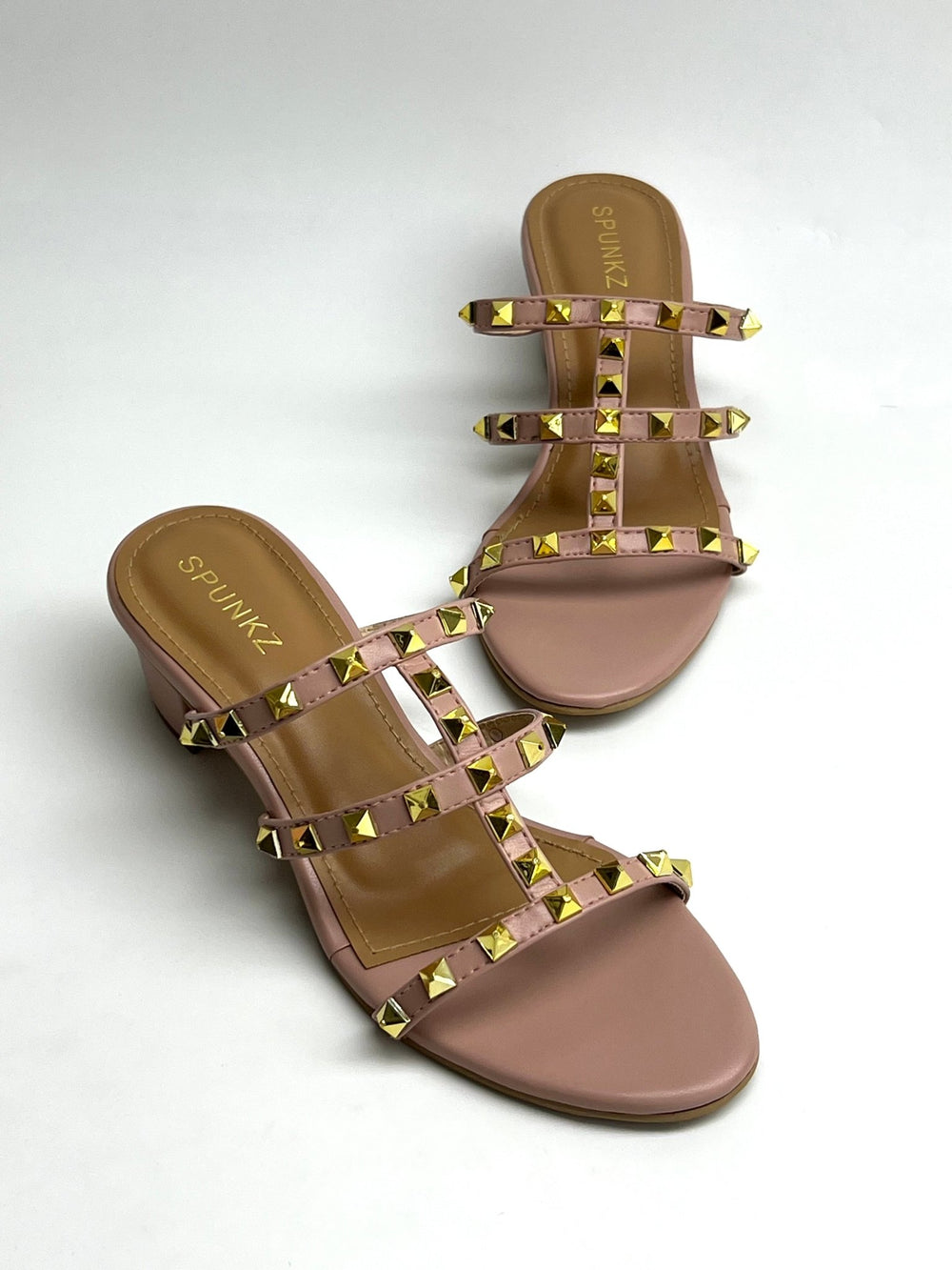 Pink Rockstud Heeled Sandal - Spunkz