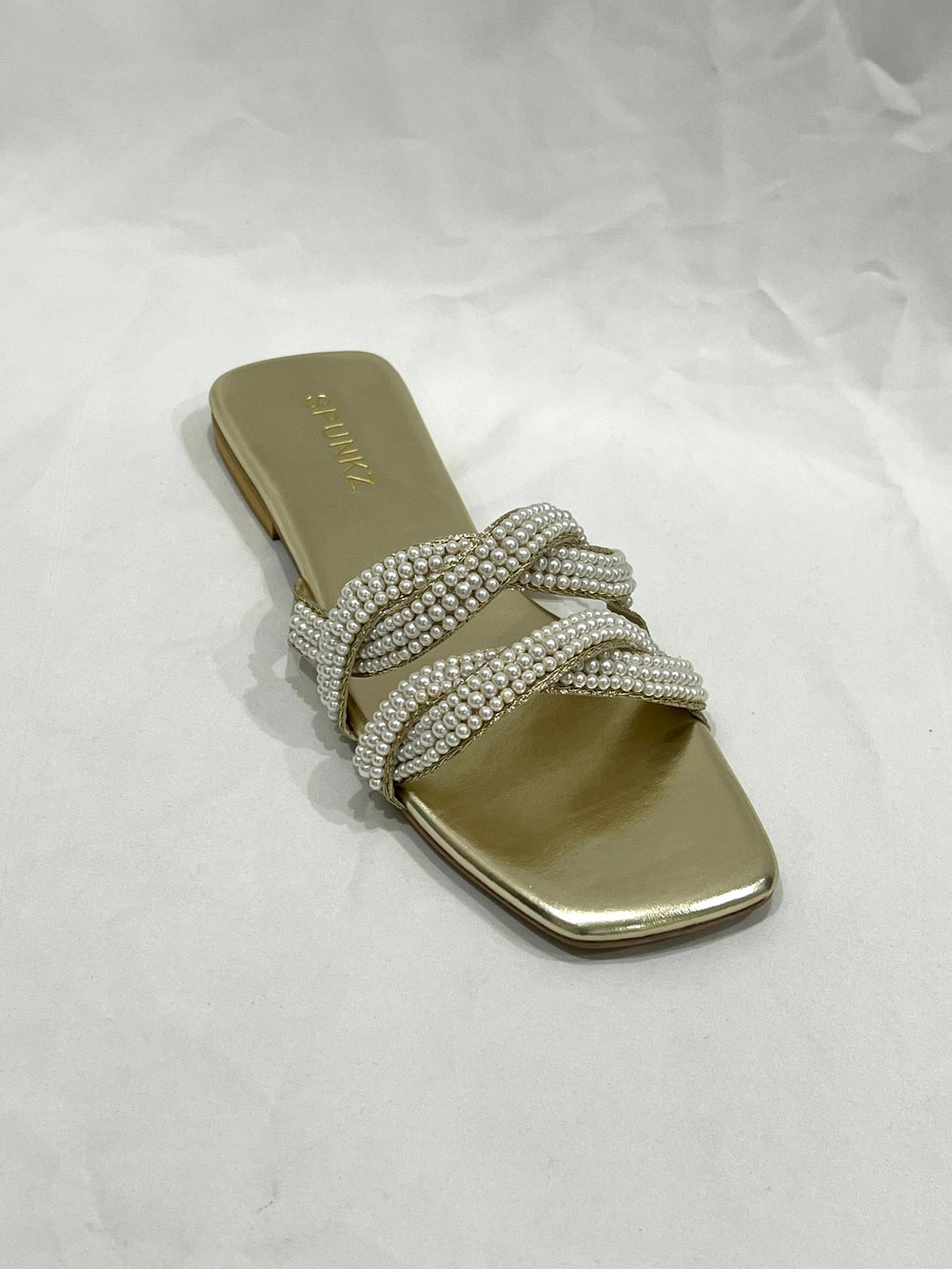 Hand Embellished Pearl Flats Slippers - Spunkz