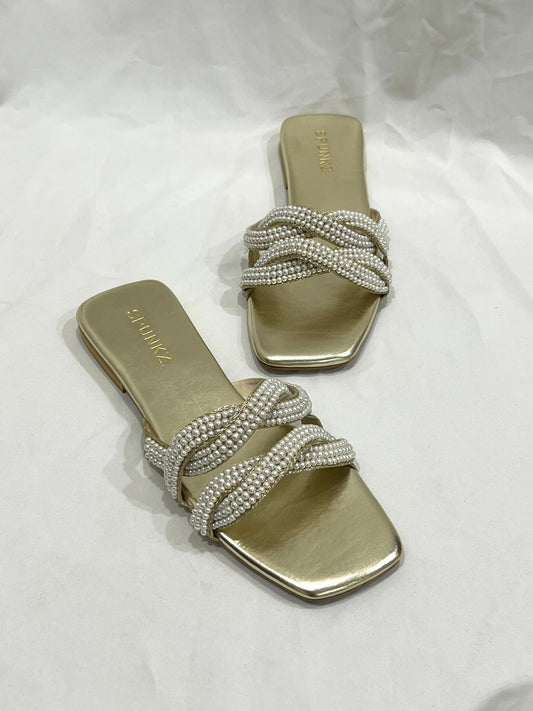 Hand Embellished Pearl Flats