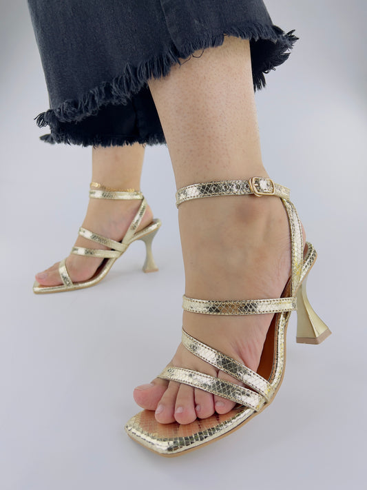 Orla Metallic Gold Leather Heeled Sandals