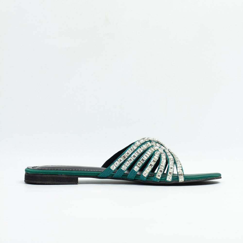 Jamie Green Flat Slippers (11035) - Spunkz