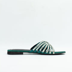 Jamie Green Flat Slippers (11035) - Spunkz
