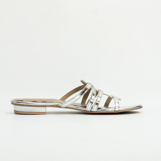 Spunkz Bella Silver open-toe leather flat sandals - Spunkz
