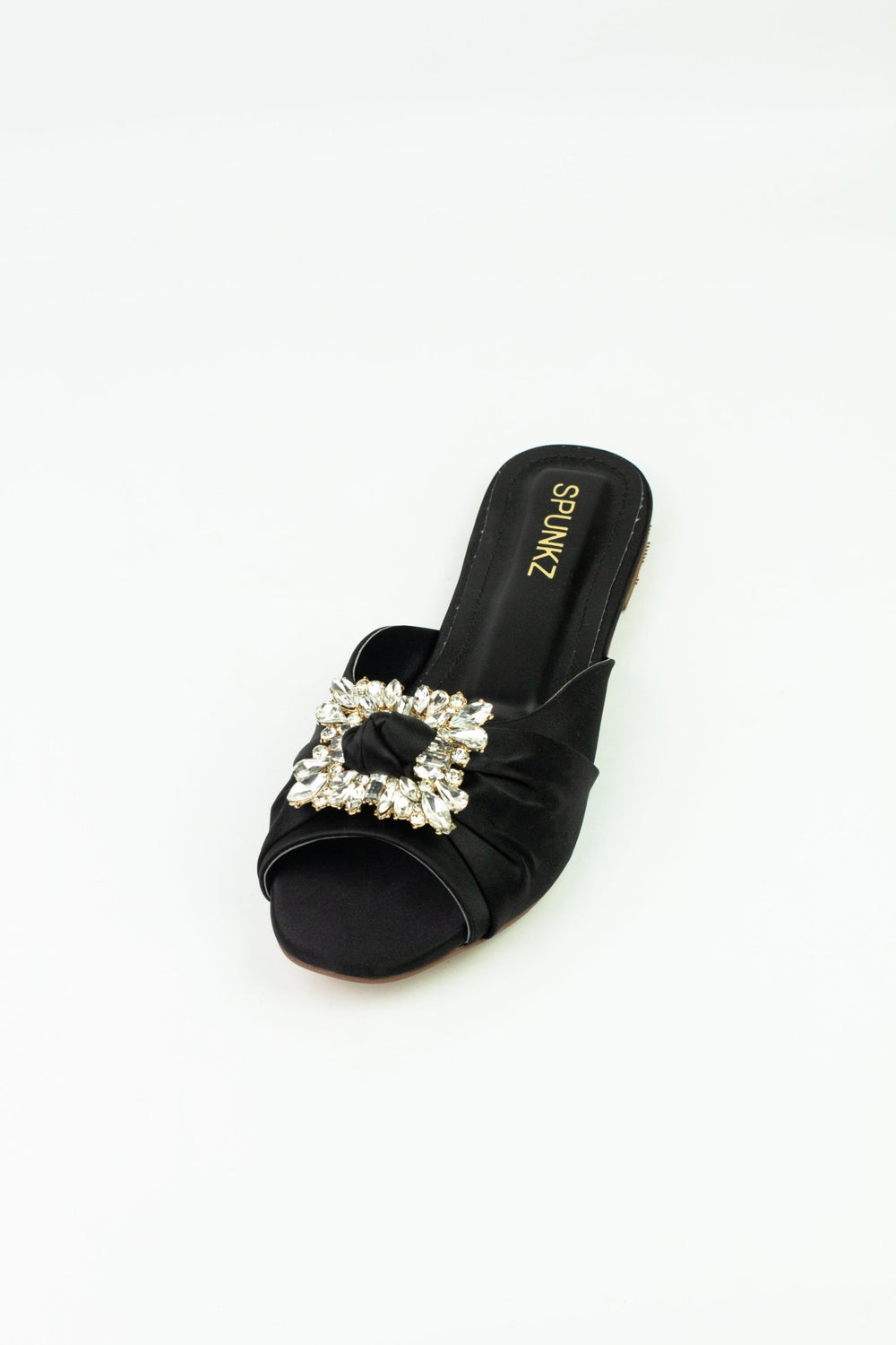 Rhinestone Knot Black Slippers (11033) - Spunkz