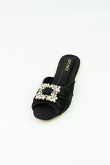 Rhinestone Knot Black Slippers (11033) - Spunkz