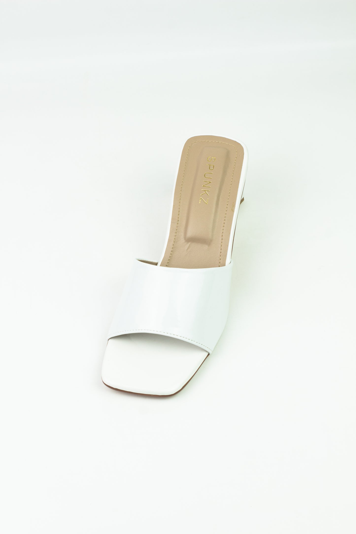 White Matte Leatherette Square Toe Slip-On Heels - Spunkz