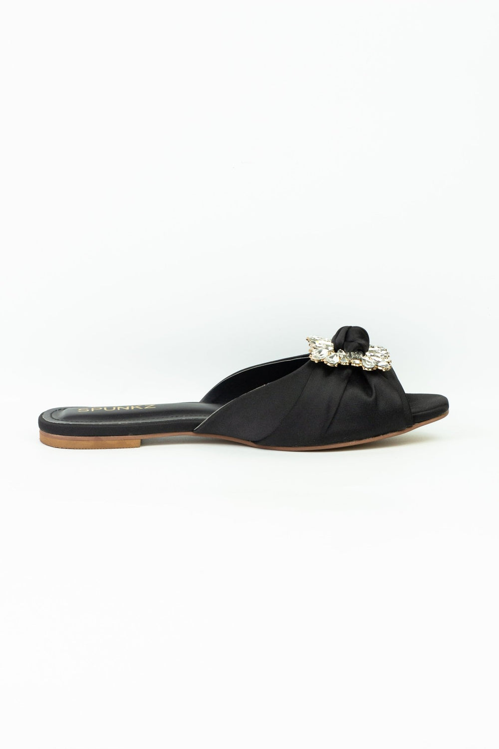 Rhinestone Knot Black Slippers (11033) - Spunkz