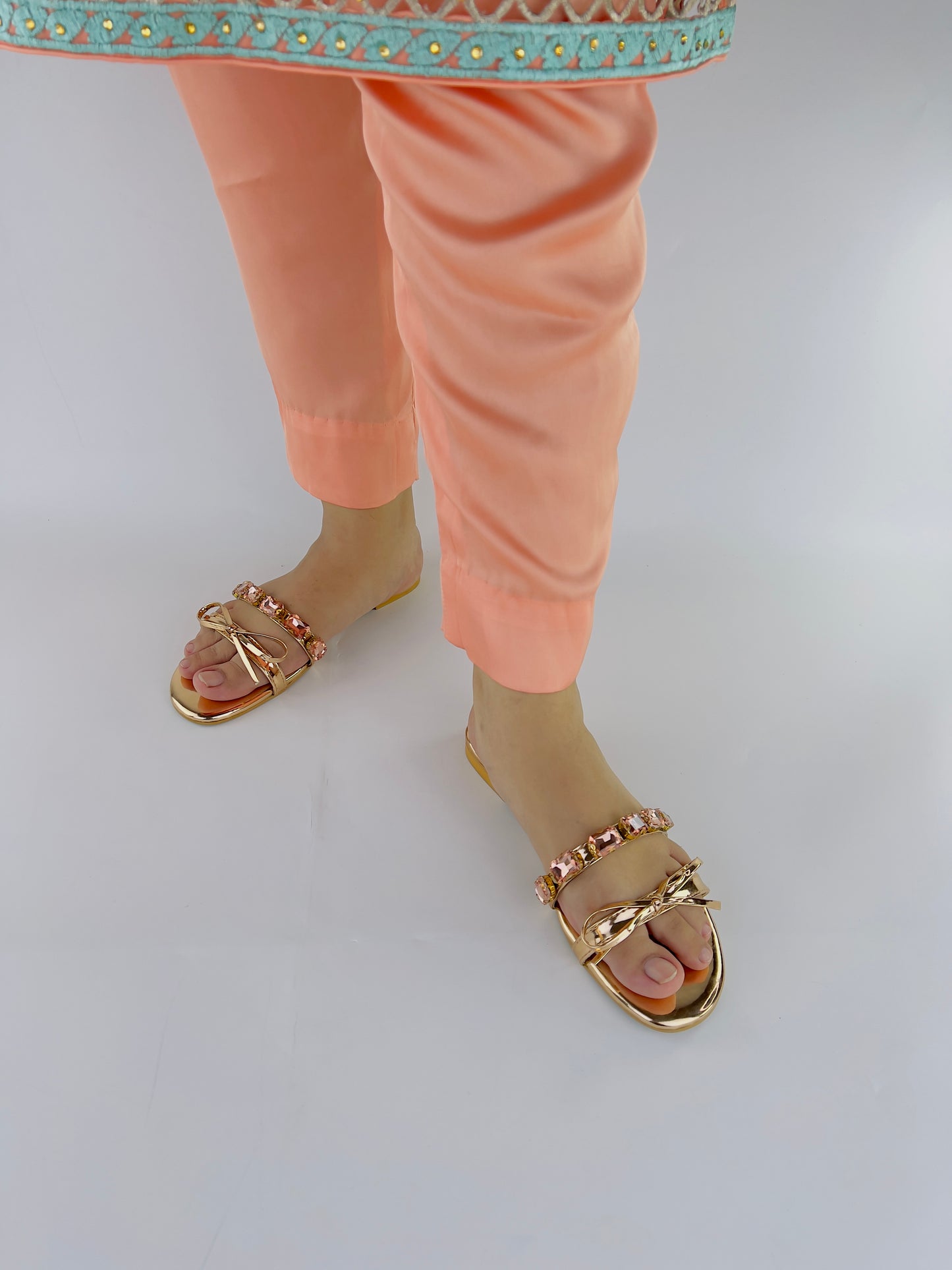 Myra Shiny Metallic Leather Rose Gold Mules-11070