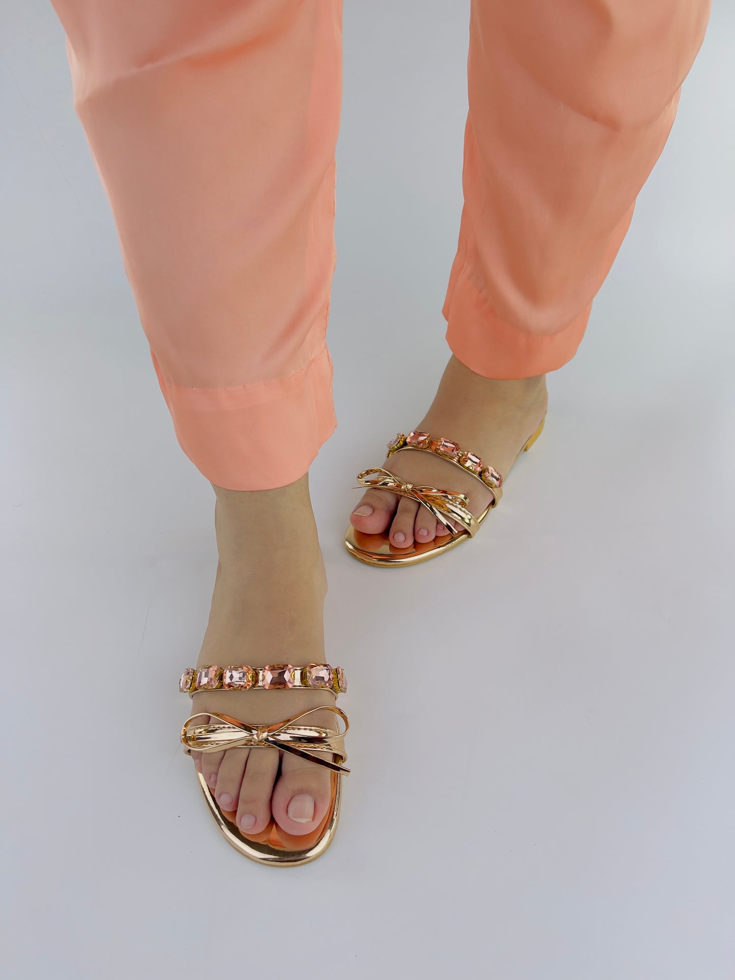 Myra Shiny Metallic Leather Rose Gold Mules-11070