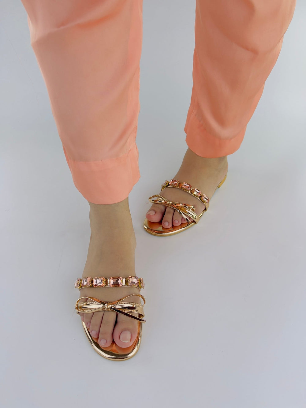 Myra Rose Gold Flat Slides (11070) - Spunkz