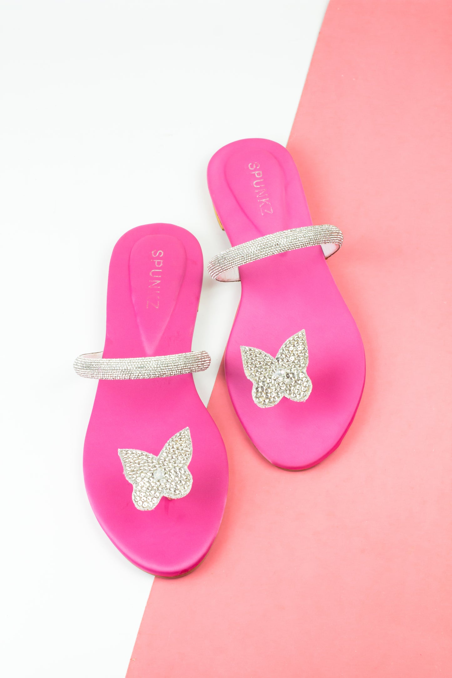 Spunkz Pink Sequins Butterfly Flats - Spunkz