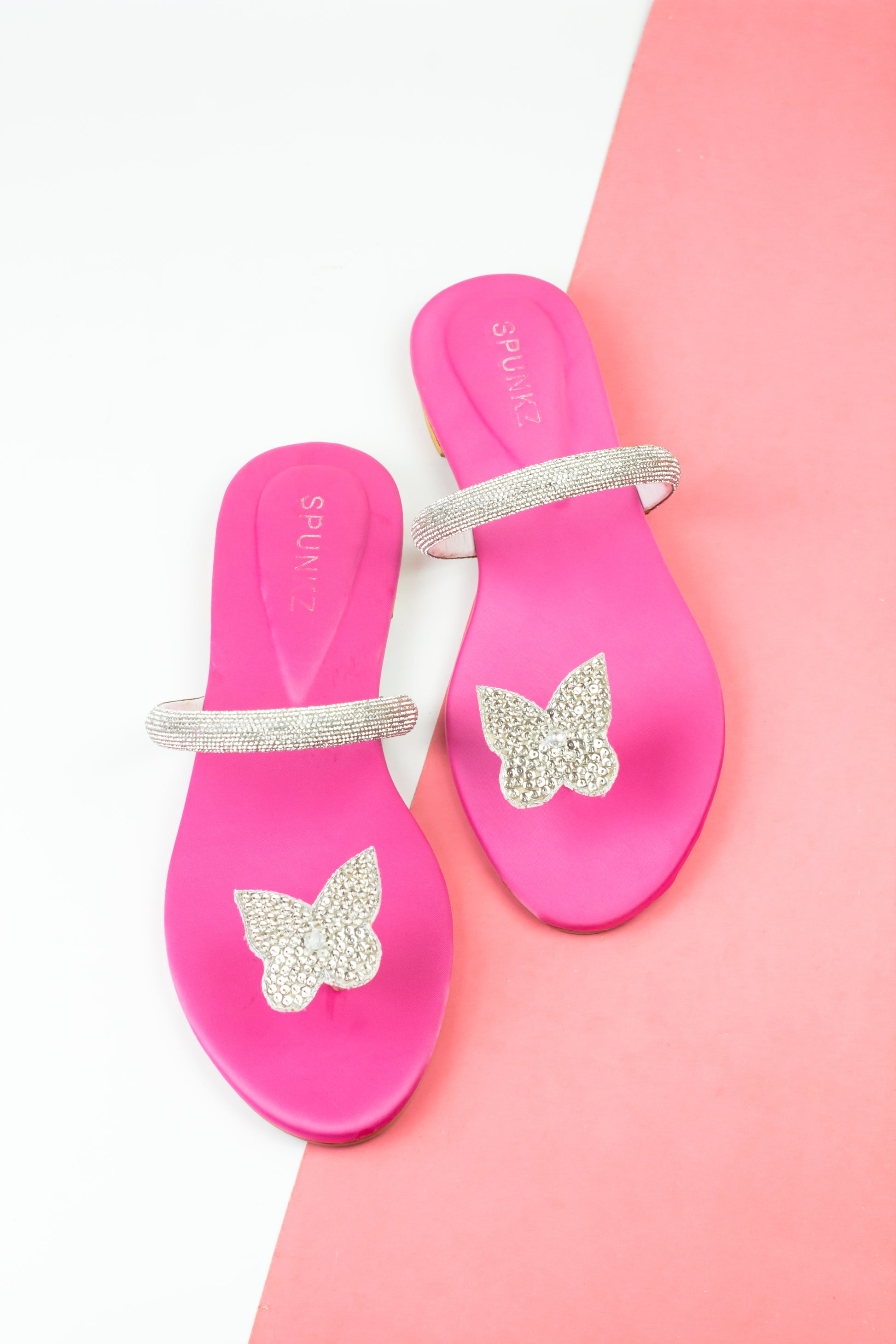 Spunkz Pink Sequins Butterfly Flats - Spunkz