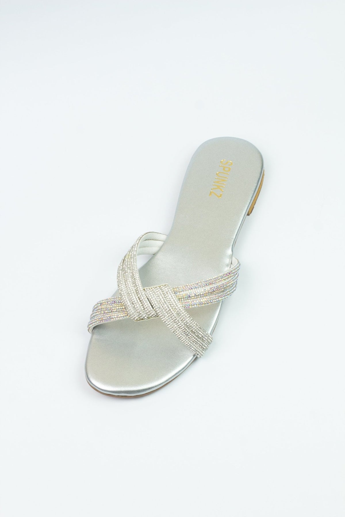 Strappy Knot Silver Flats - Spunkz