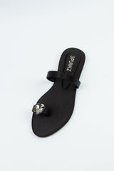 Heart Black Toe Ring Slides (11076) - Spunkz