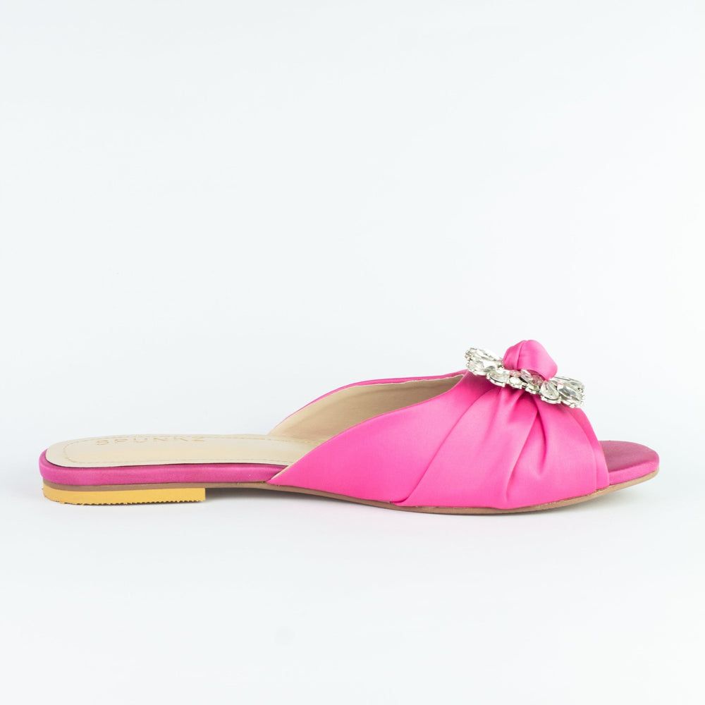 Pink Brooch Flat Slippers (11033) - Spunkz