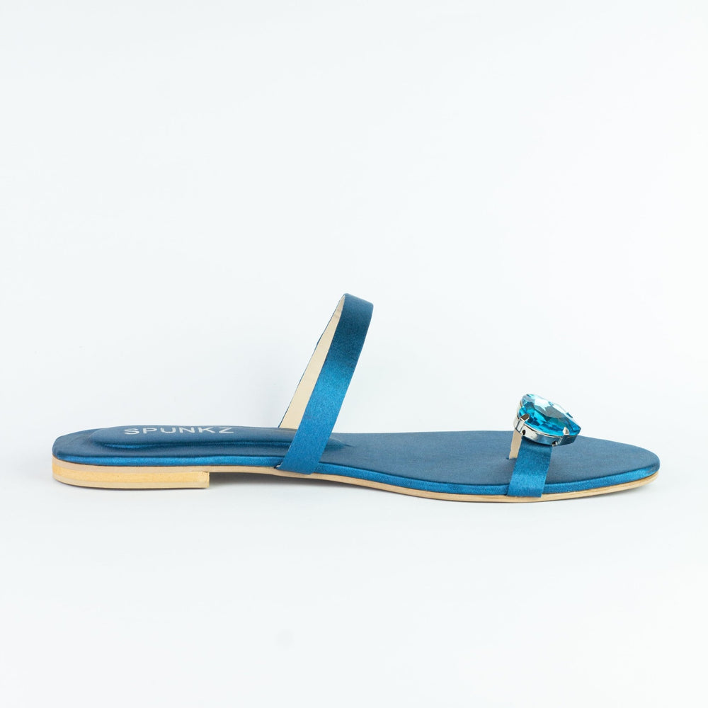 Heart Blue slip on sandals (11076) - Spunkz