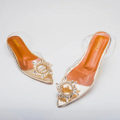 Cinderella Transparent Flats (Gold) - Spunkz