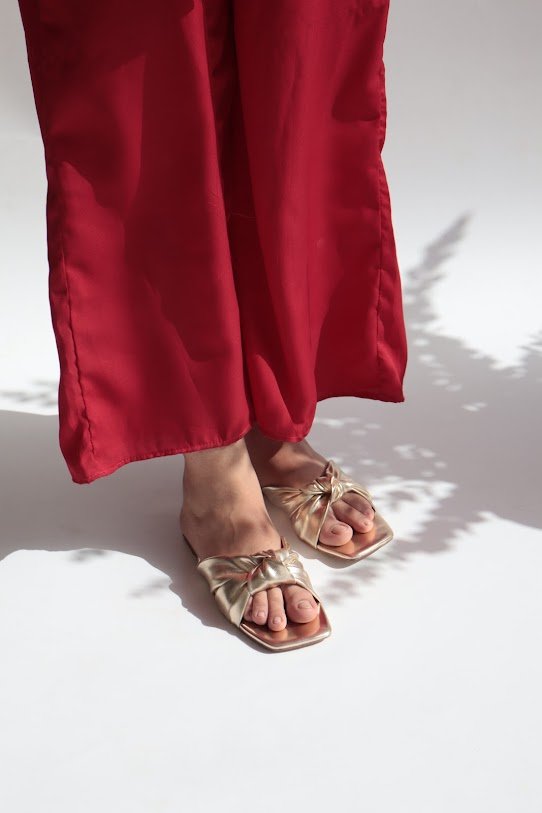 Tinsley Gold Flat Sandals (11054) - Spunkz