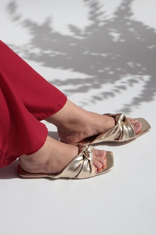 Tinsley Gold Flat Sandals (11054) - Spunkz