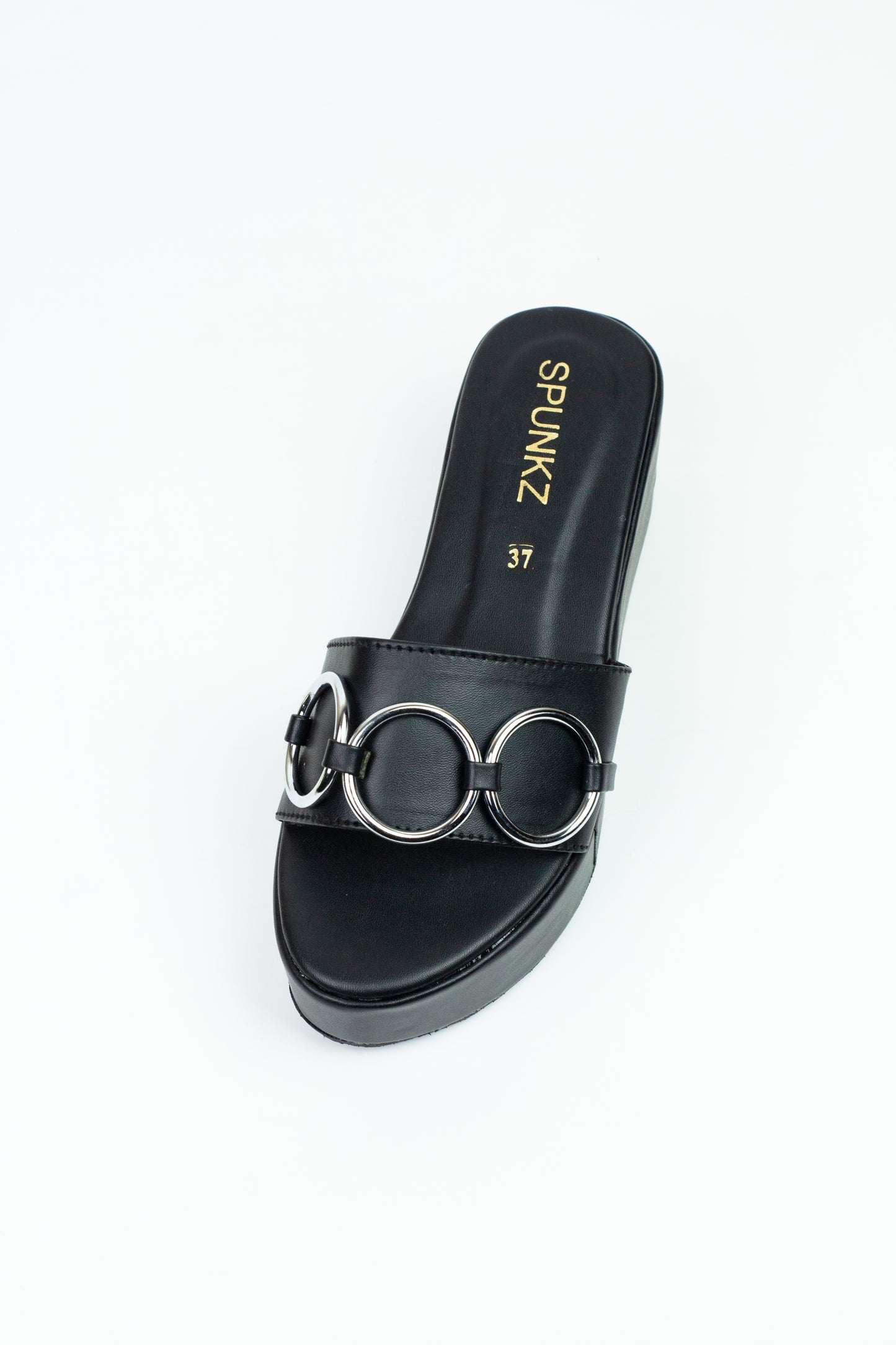 Spunkz Chain Link Wedge Slides in Black