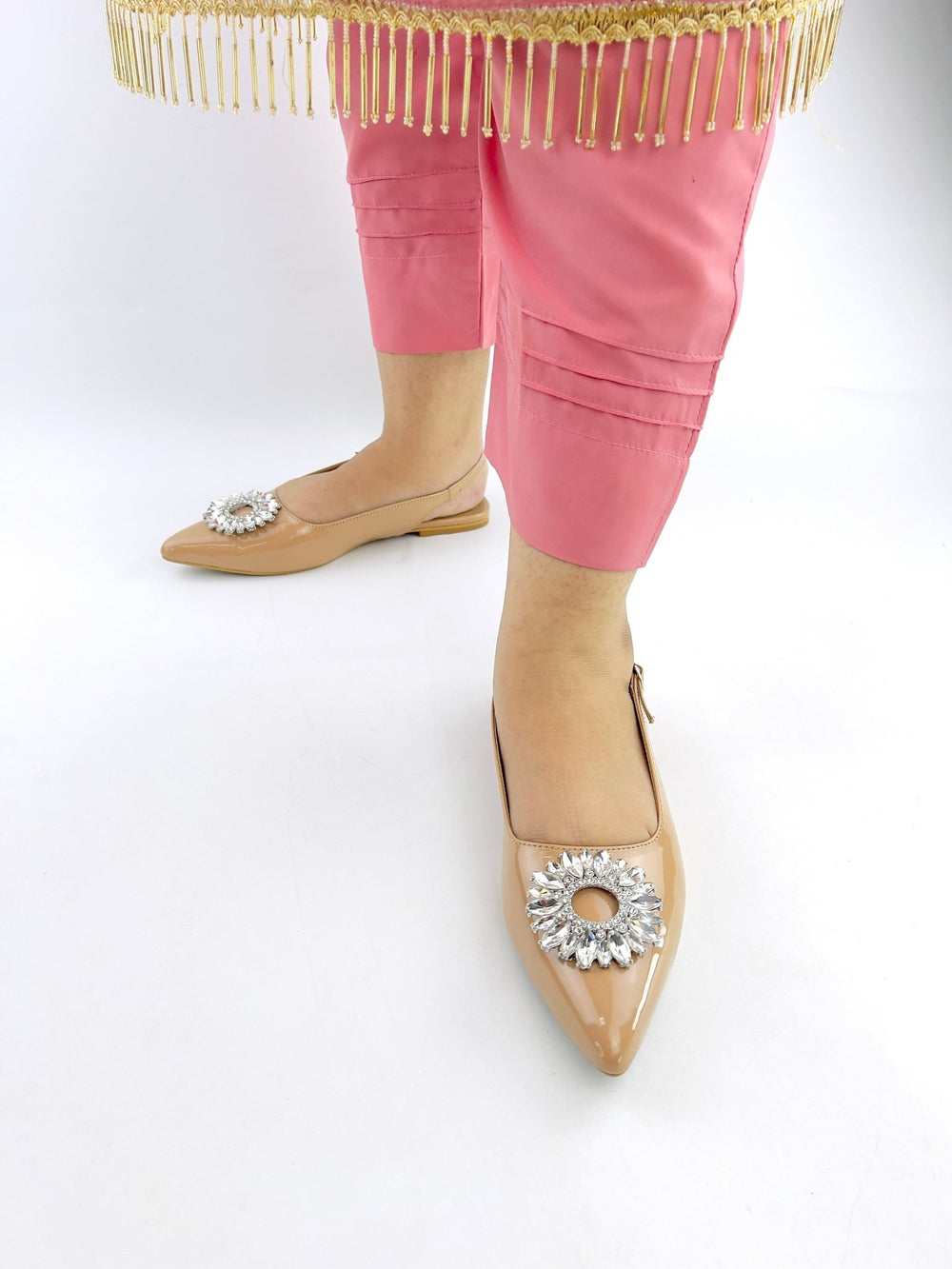 Nude Slingback Flat Pumps (11003) - Spunkz