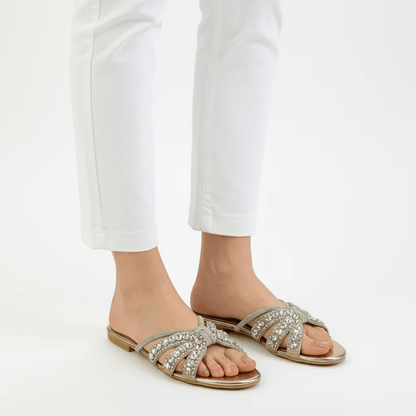 Natasha Rose Gold Slippers (11037) - Spunkz