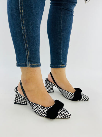 Spunkz Checkered Bow Knot Slingback Heels