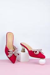 Velvet Bow Heel (Red) - Spunkz