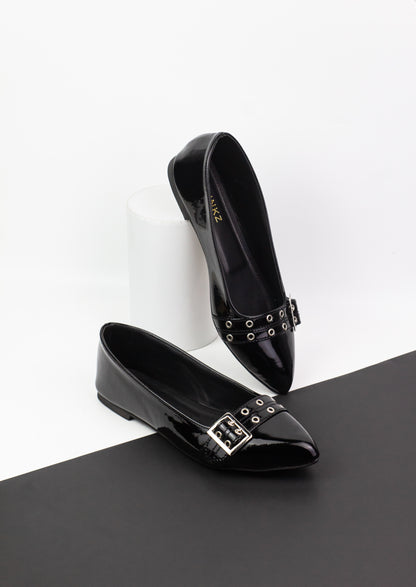 Spunkz Ballerina Black Patent Pump Shoes