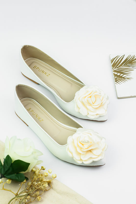 Spunkz Silk Flower Ballet Flats Wedding Shoes