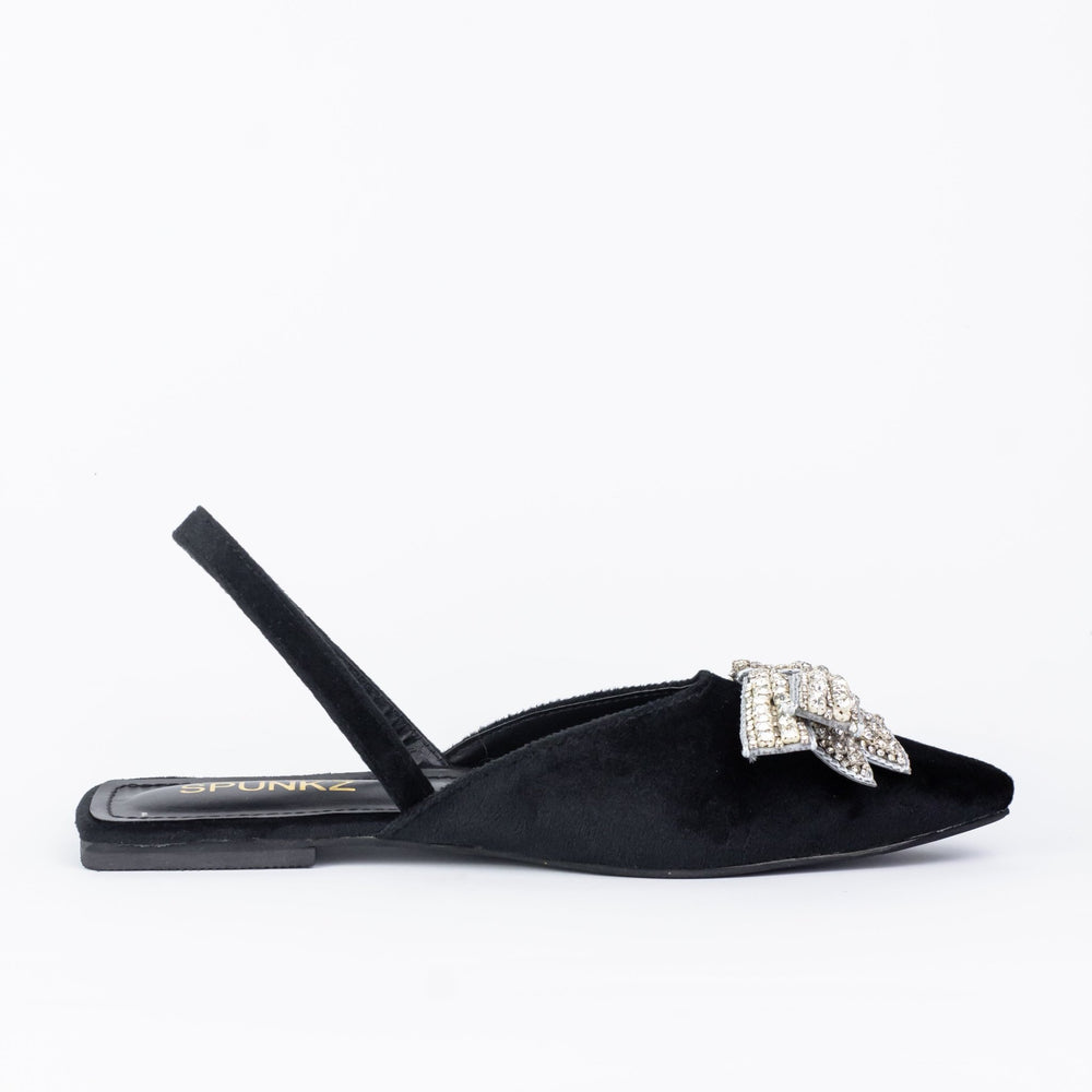 Black Slingback Flat Shoes (12000) - Spunkz