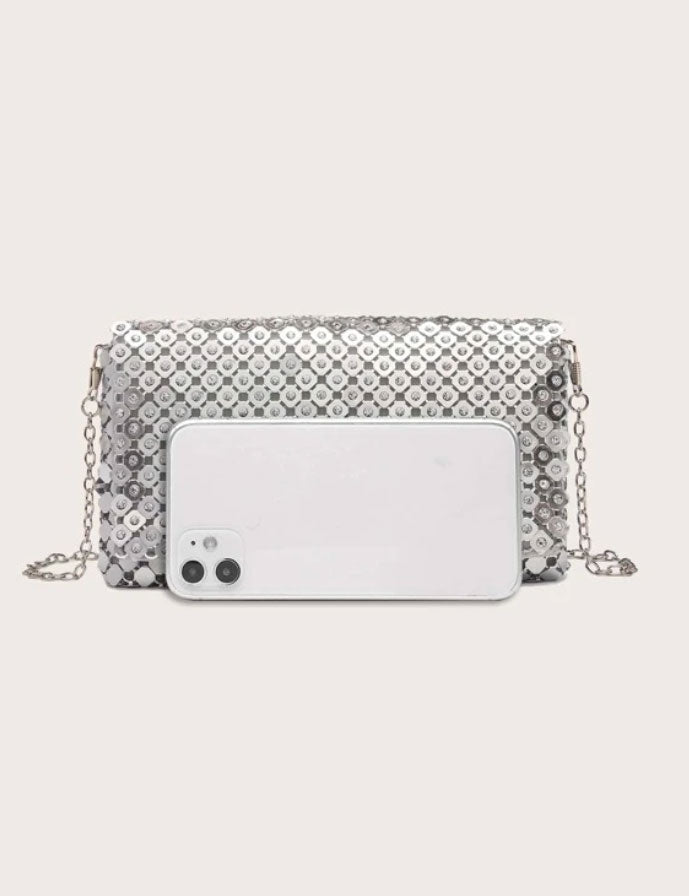 Glitter Bling Mini Metal Flap Chain Evening Bag - Spunkz