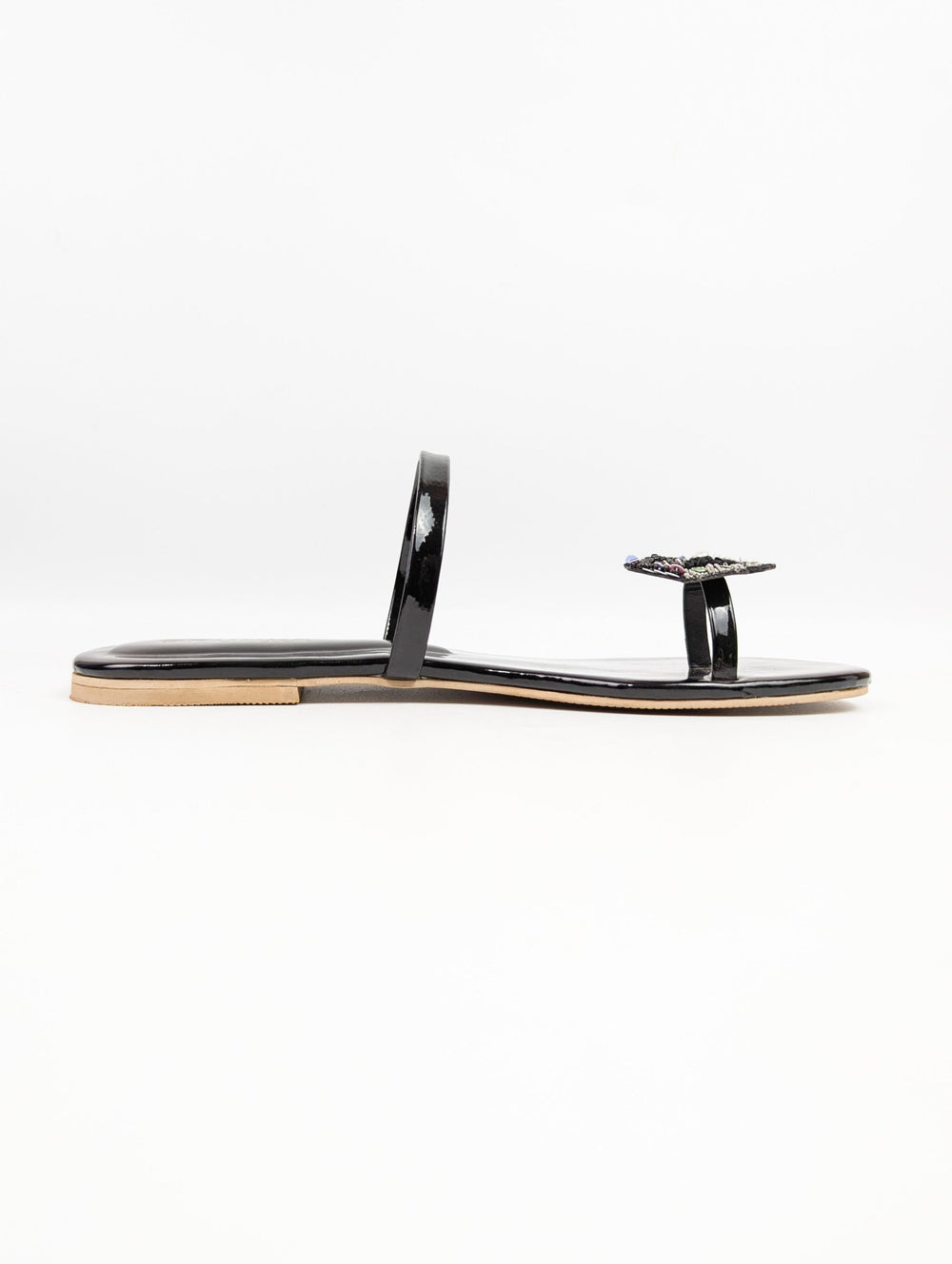 Floral Black Slippers (11014) - Spunkz