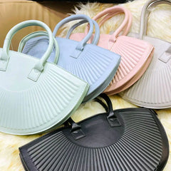 Chrome Handle Satchel Purse