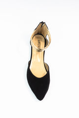 Layla Black Suede Hello Lover Flat Ankle Wrap Sandals - Spunkz
