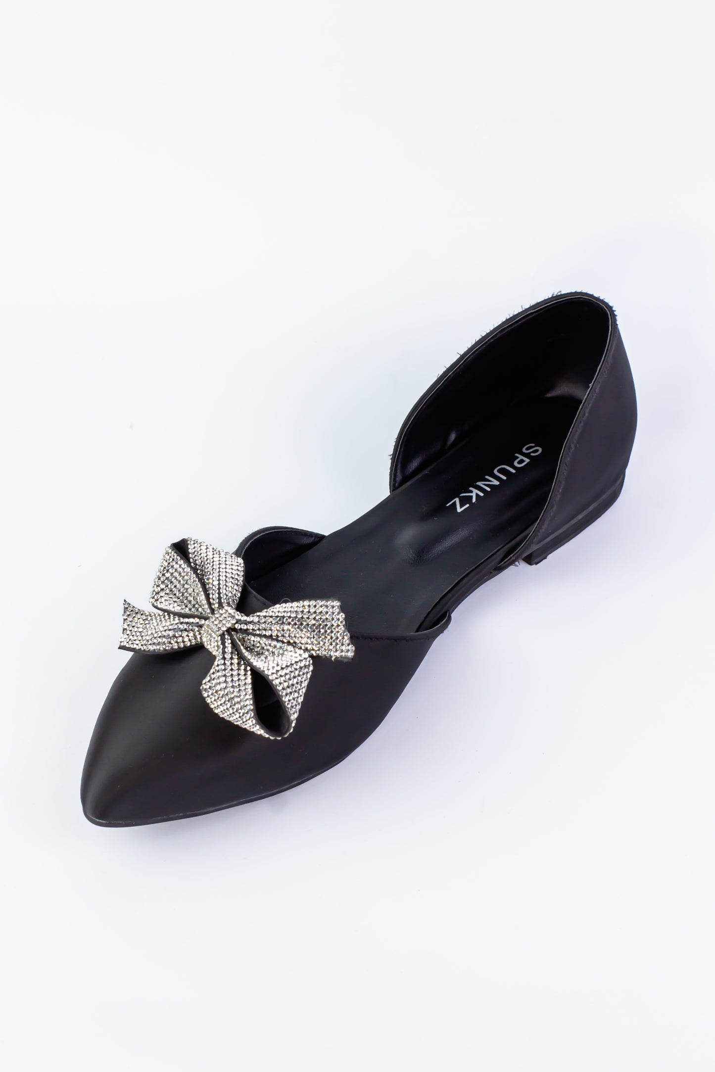 Mandy Black Bow Tie Flat Pumps Shoes