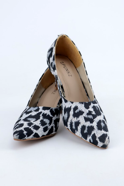 Sissy Leopard Print Black-White Pumps Heels - Spunkz