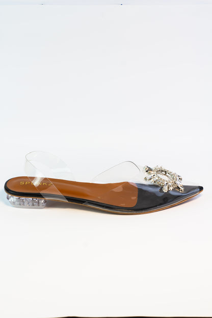 Viola Black Flat Cinderella Shoes