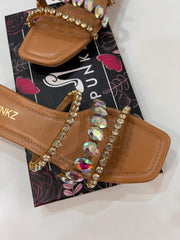 Nageena Multi Stone Slippers - Spunkz