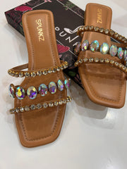 Nageena Multi Stone Slippers - Spunkz